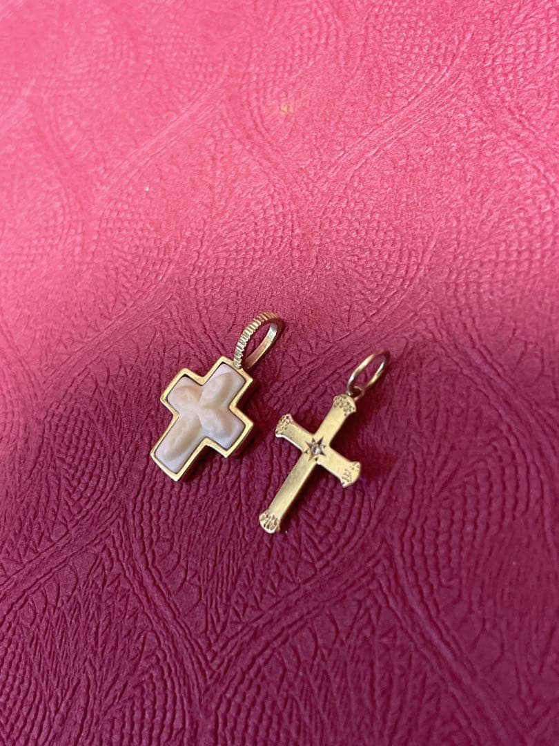 2つ！　ageteK10コンクシェル クロス　ネックレスチャーム 美品