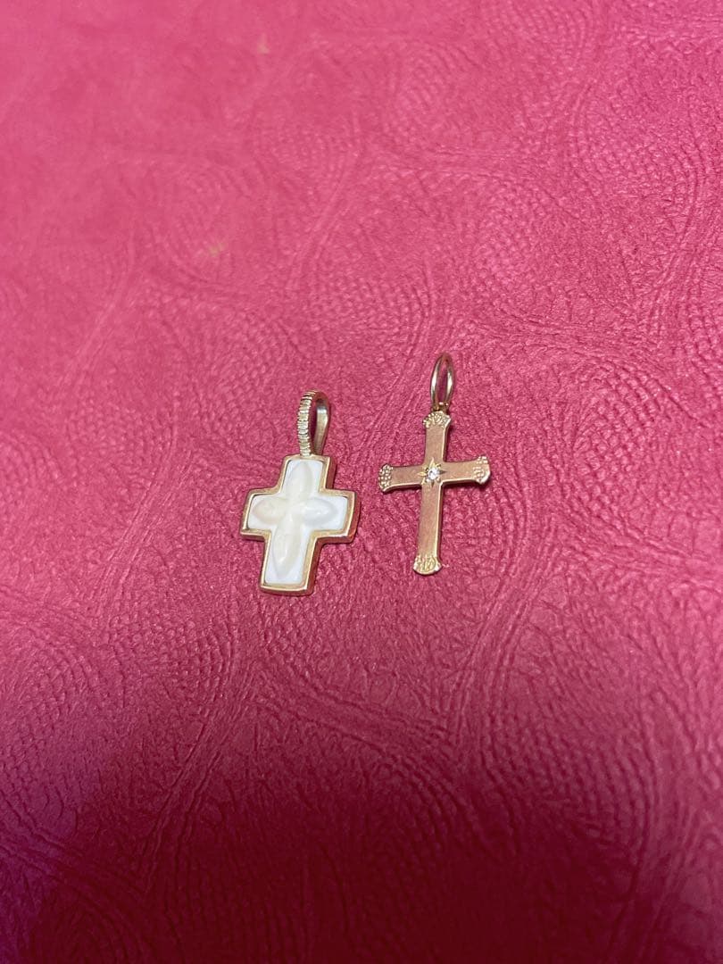 2つ！　ageteK10コンクシェル クロス　ネックレスチャーム 美品