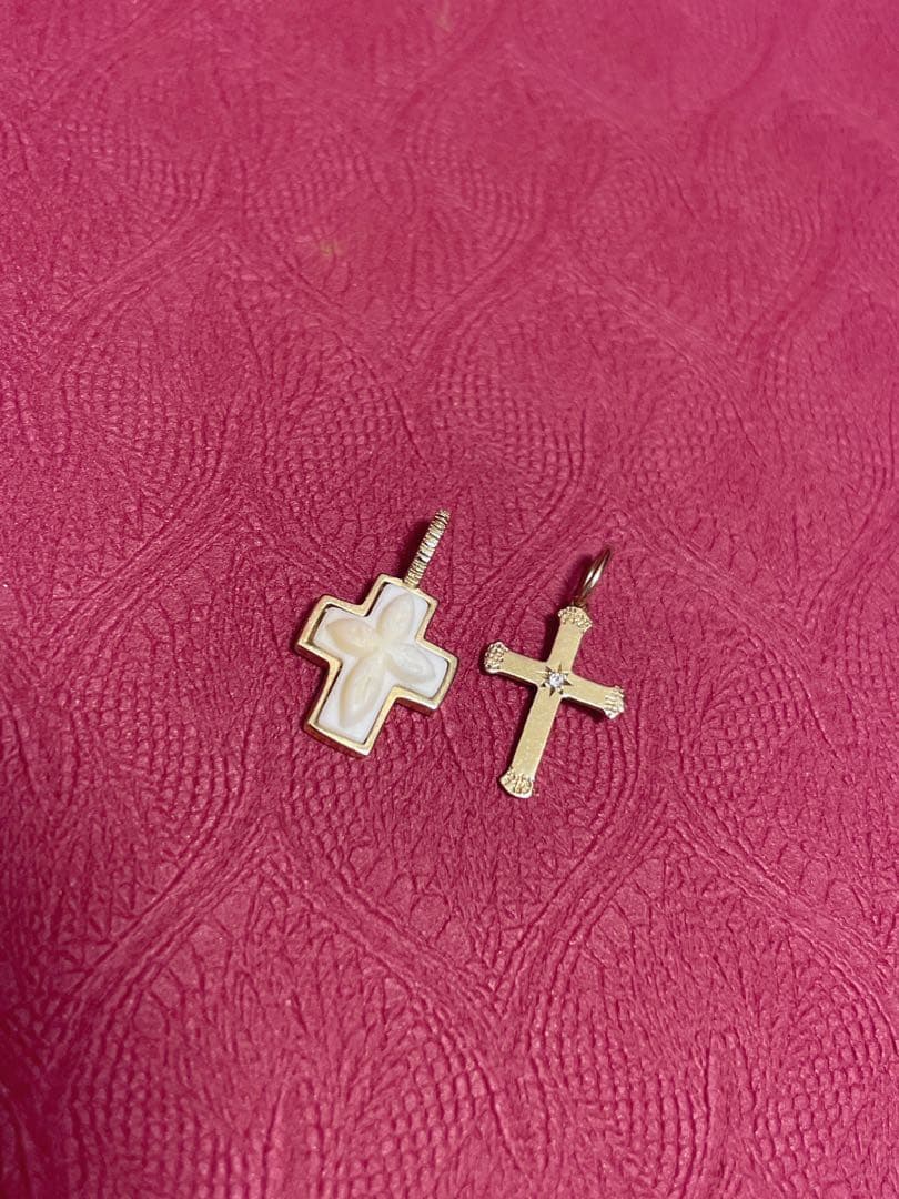 2つ！　ageteK10コンクシェル クロス　ネックレスチャーム 美品