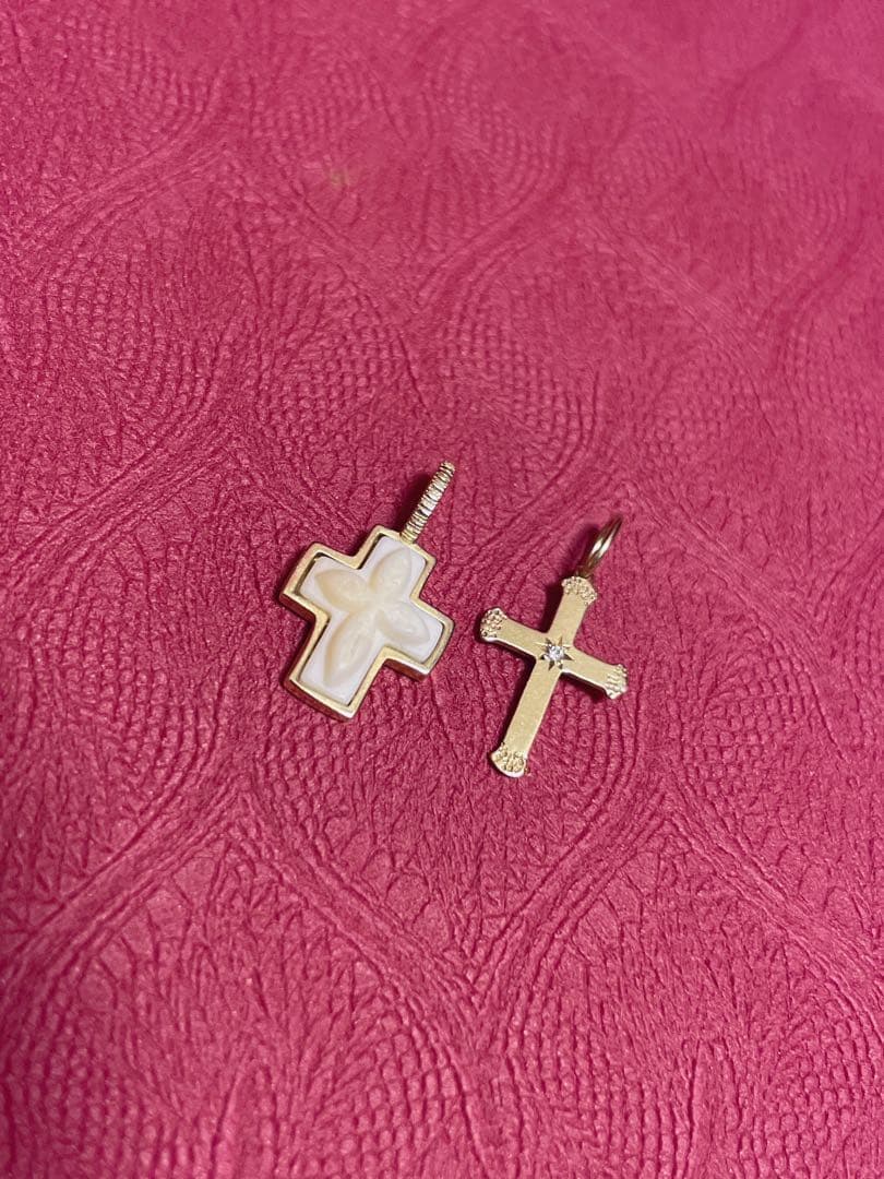 2つ！　ageteK10コンクシェル クロス　ネックレスチャーム 美品