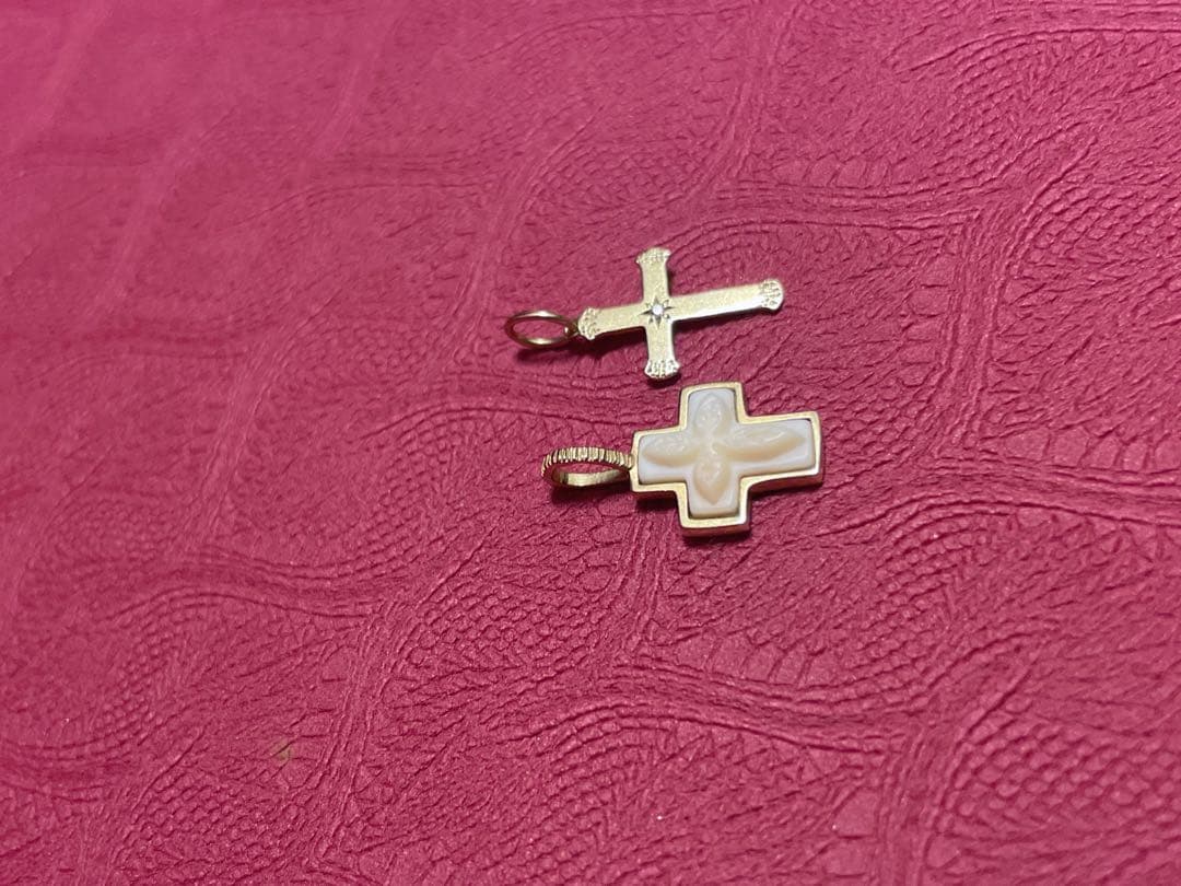 2つ！　ageteK10コンクシェル クロス　ネックレスチャーム 美品