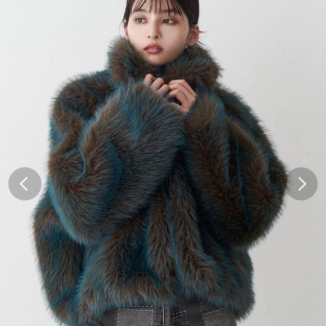 MIXフェイクファーブルゾン　MURUA ブルー