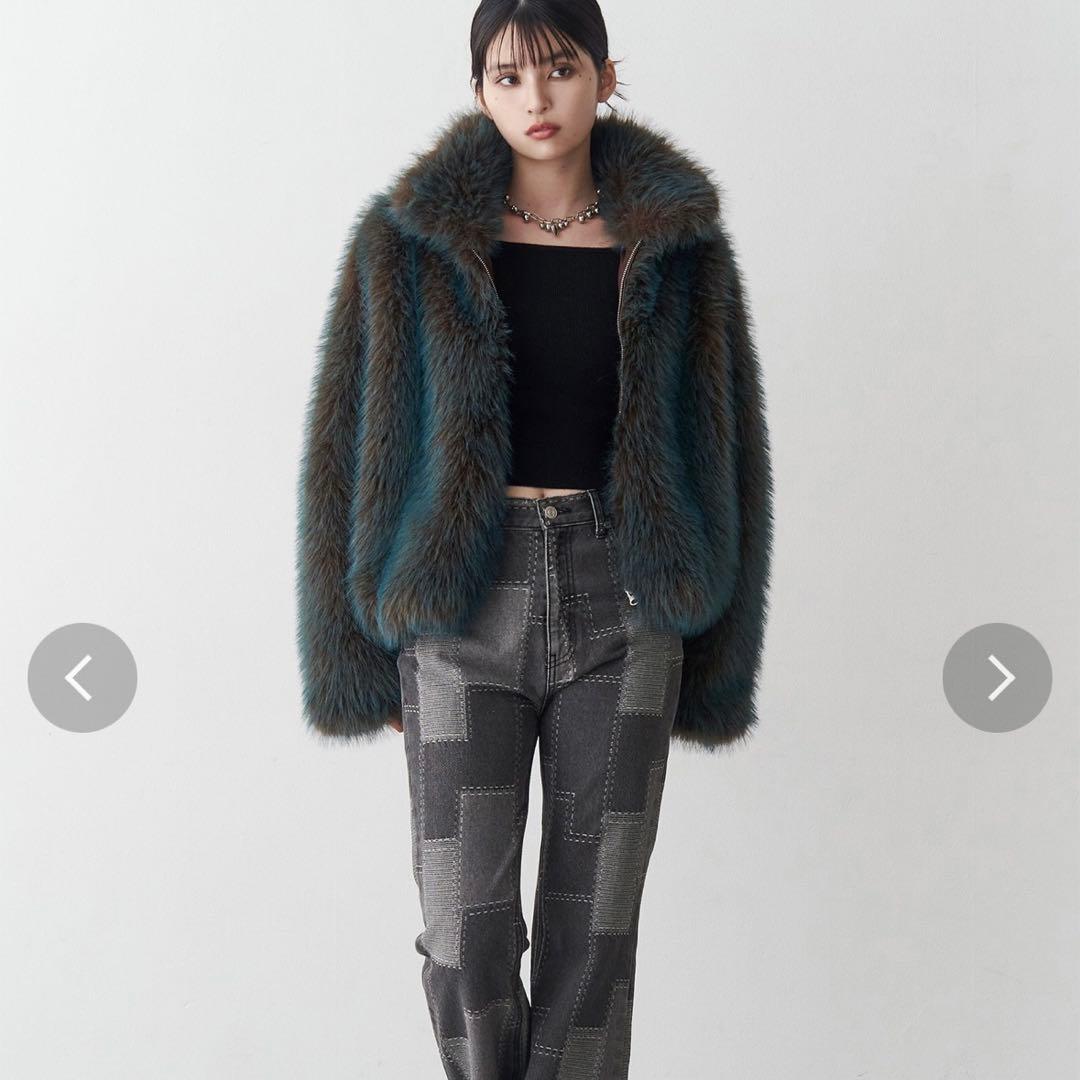 MIXフェイクファーブルゾン　MURUA ブルー