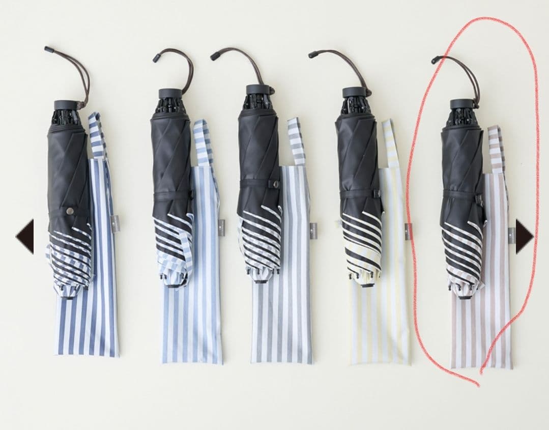 美品　サンバリア　100　折り畳み傘　日傘　ストライプ　モカ　二段折り