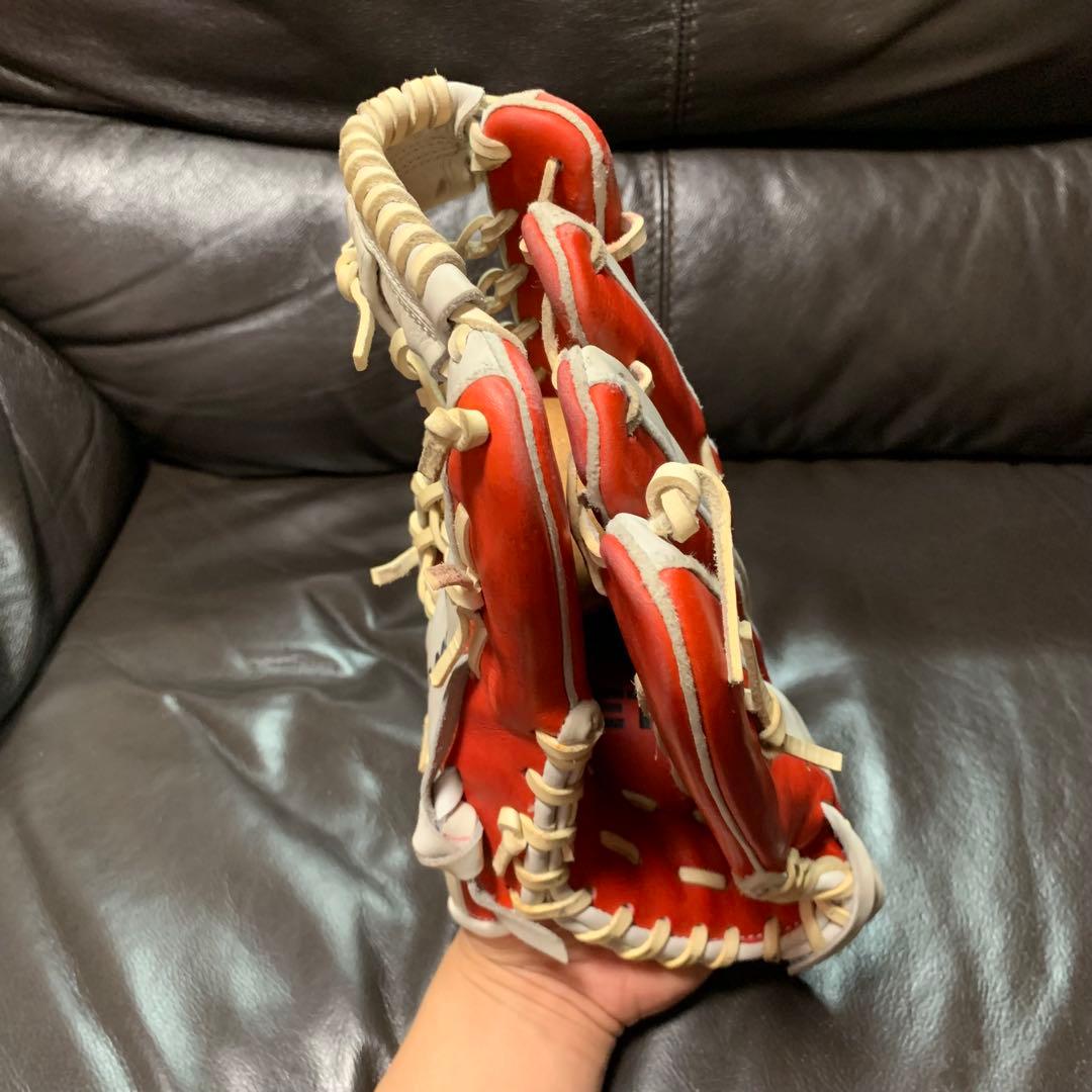 ZETT Pro Model 軟式外野用グローブ レッド/ホワイト　赤星