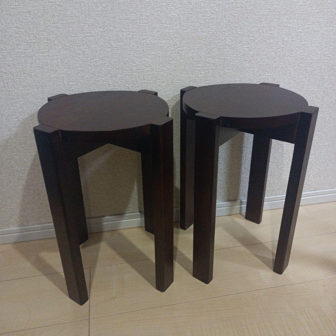 天然木 サイドテーブル スツール 4脚セット スタッキング北欧 モダン シンプル