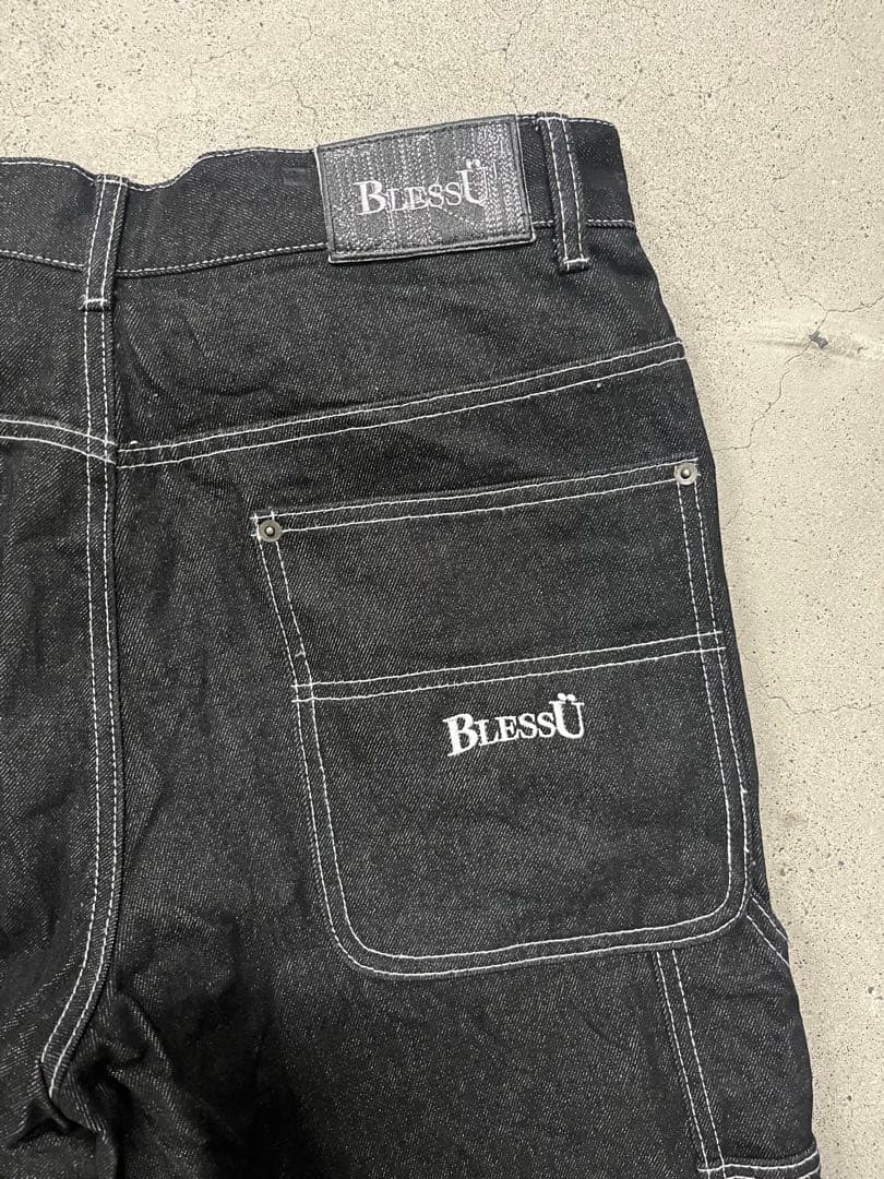 【BLESSUブレスユー】ダブルニーリジットデニムパンツ ブラック L 完売品
