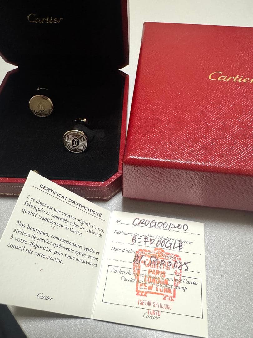 未使用 Cartier カルティエ　カフリンクス　カフス箱・保証書付き