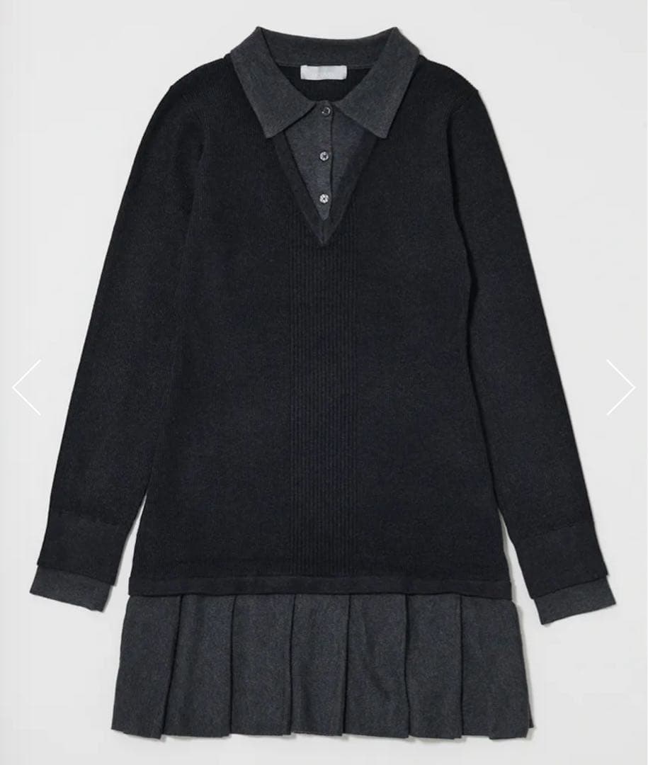 【MOUSSY】LAYERED KNIT ミニドレス　ブラック 長袖
