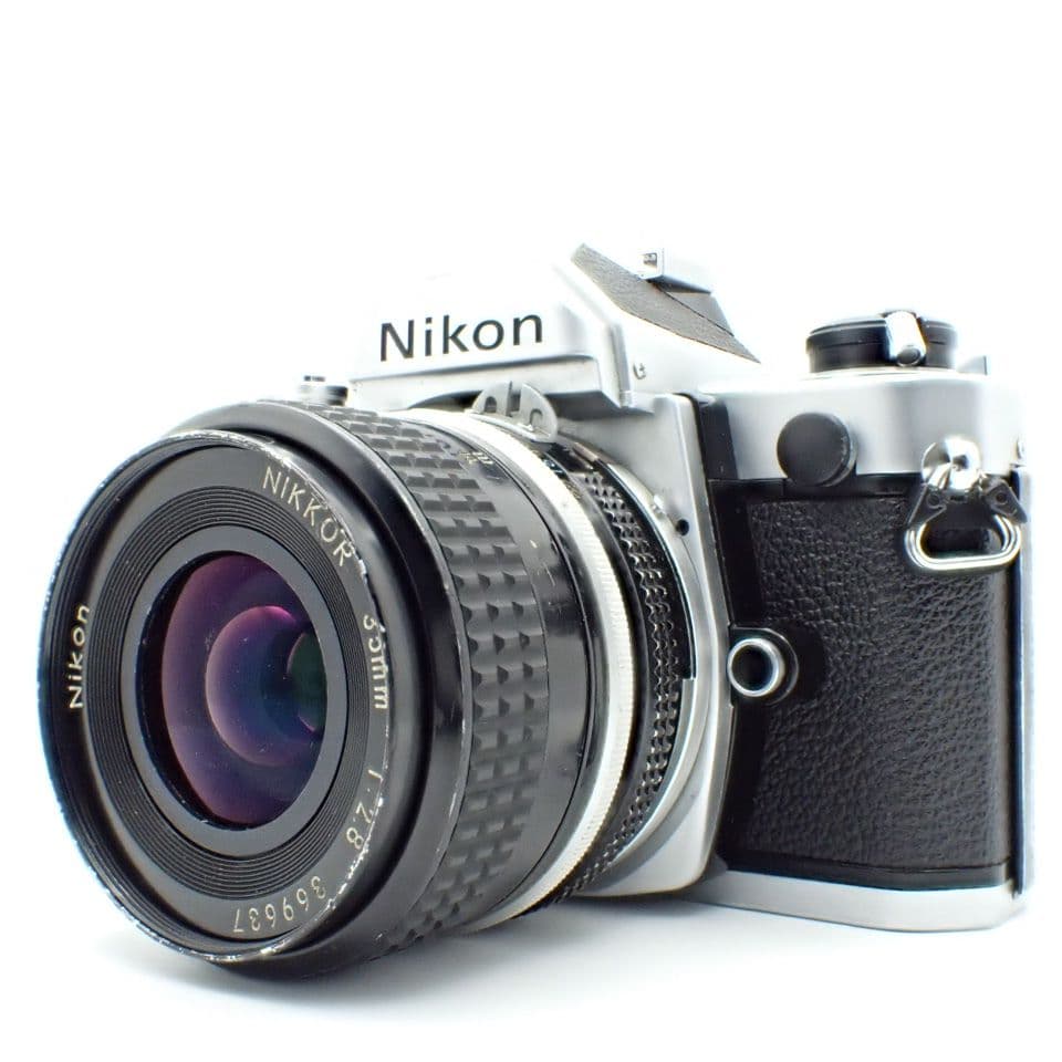 【動作確認済実用品】Nikon FM シルバー＆Ai 35mm f2.8 電池付