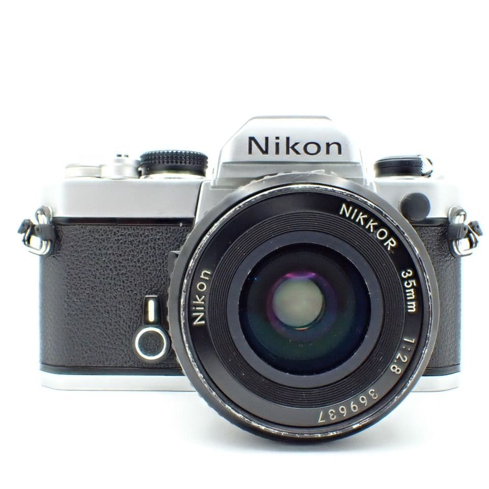 【動作確認済実用品】Nikon FM シルバー＆Ai 35mm f2.8 電池付