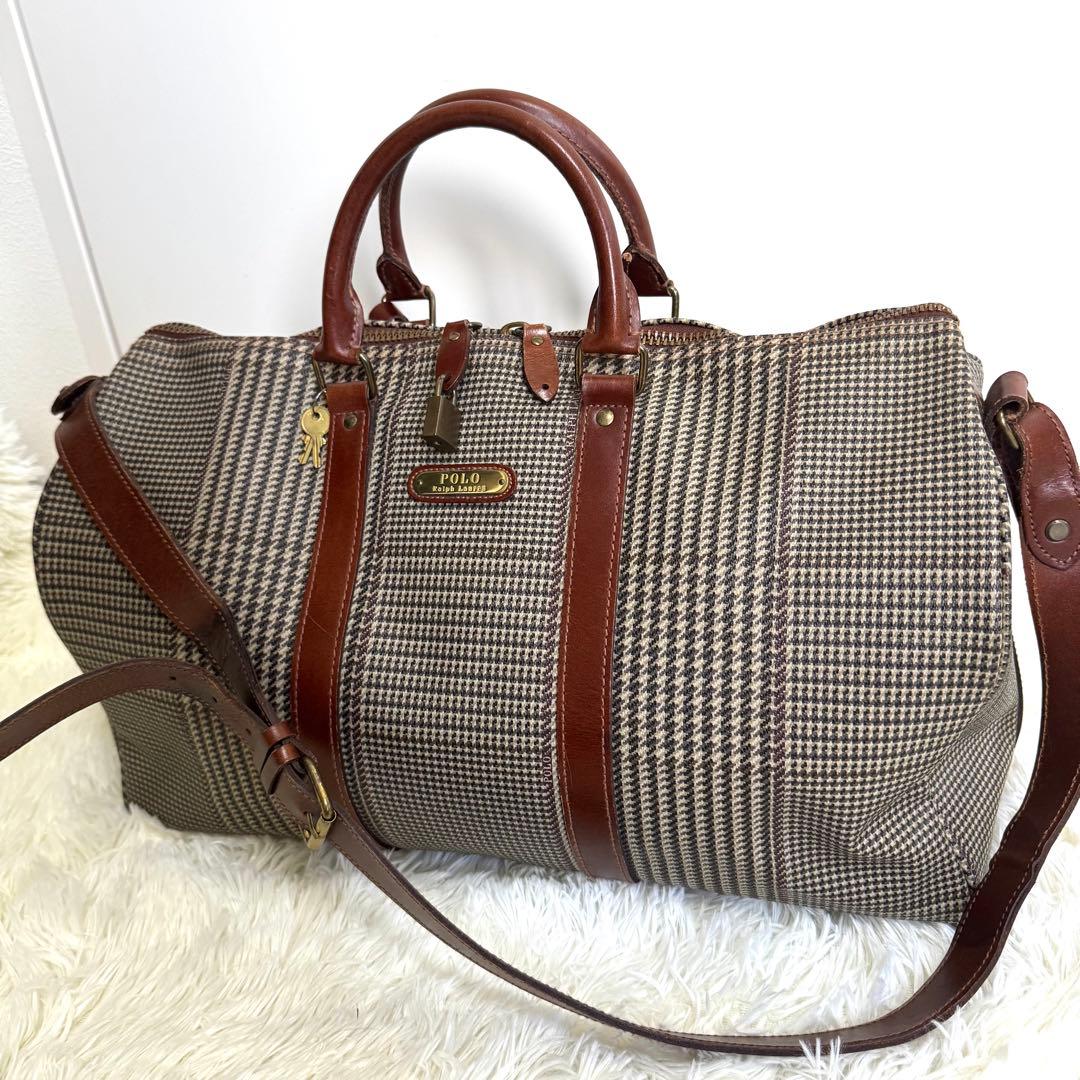 【美品】ポロラルフローレン ボストンバッグ 2way ショルダー 本革 大容量