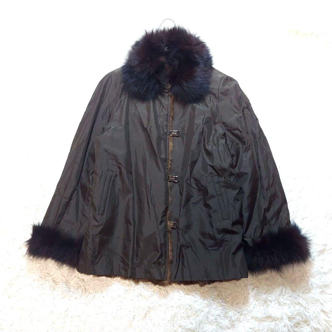 BALMAIN　バルマン　ファーコート　毛皮　シルク100％　ブルーフォックス