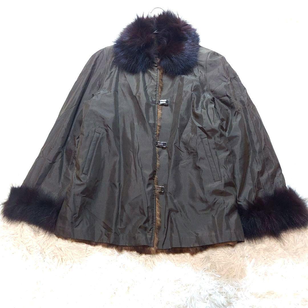 BALMAIN　バルマン　ファーコート　毛皮　シルク100％　ブルーフォックス