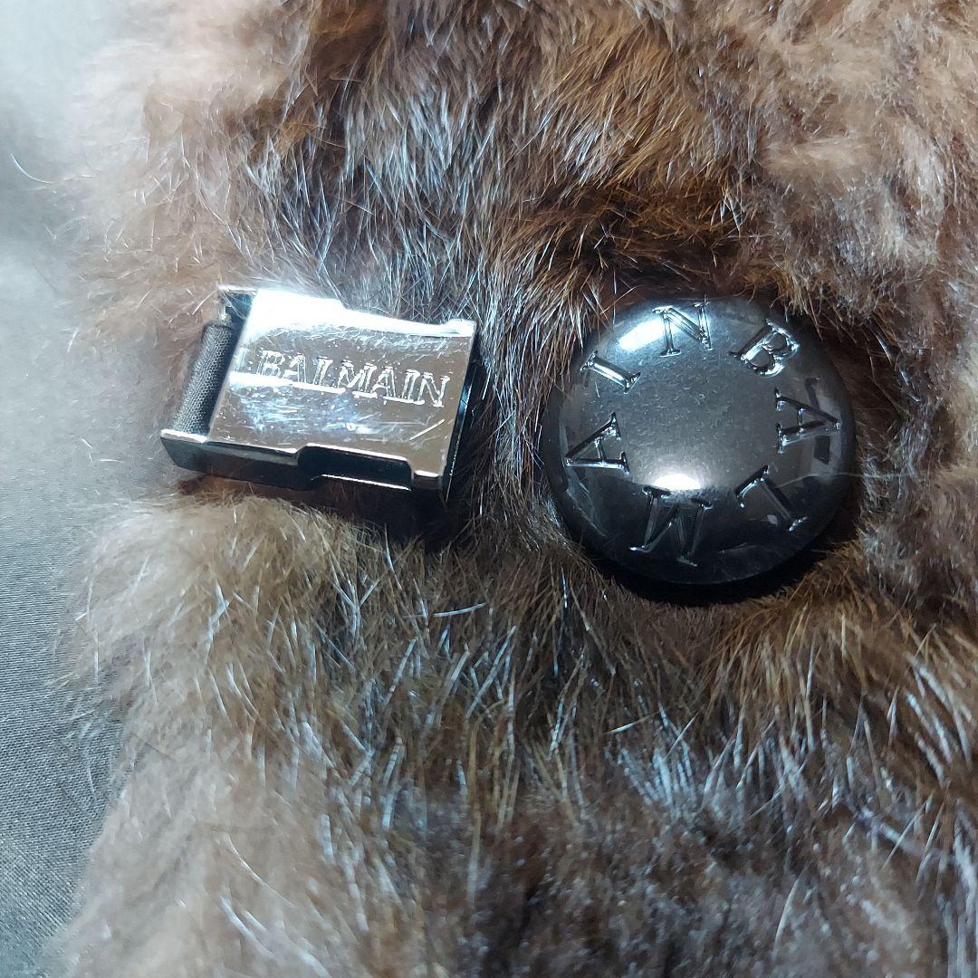 BALMAIN　バルマン　ファーコート　毛皮　シルク100％　ブルーフォックス