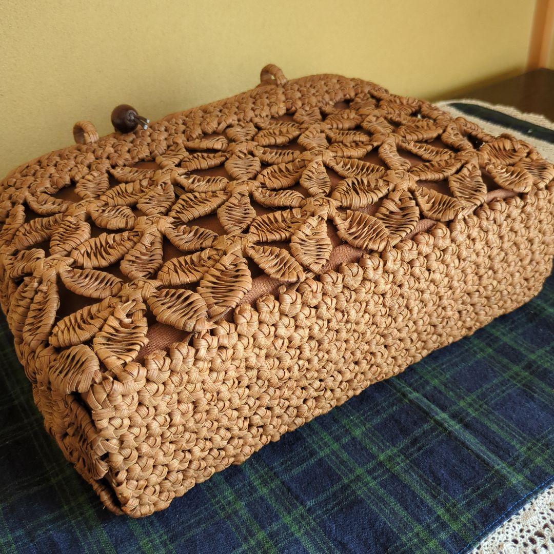 ●新品同様●山葡萄かごバッグ あけびかご籠 六角花結び編み カゴヤ