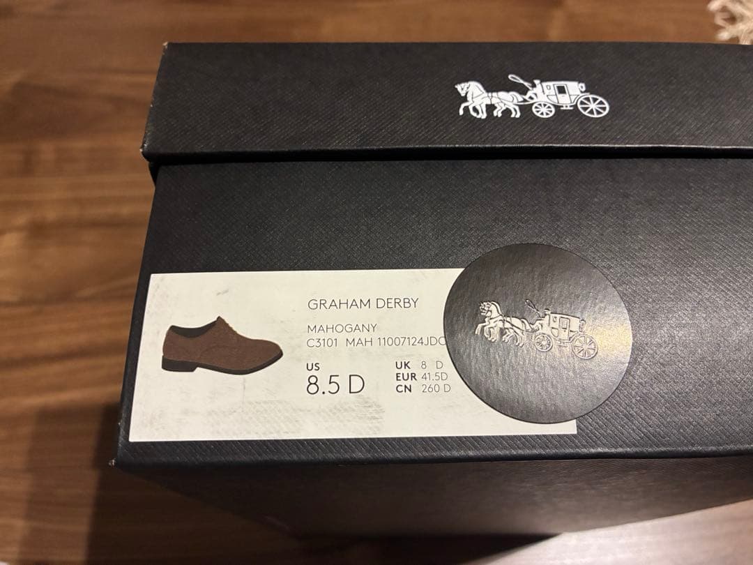 【美品】コーチ シボ革 プレーントゥ グラハムダービーシューズ 26cm 茶