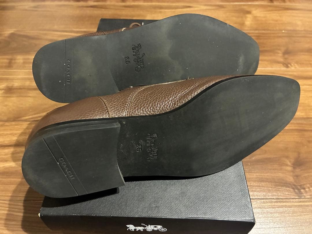 【美品】コーチ シボ革 プレーントゥ グラハムダービーシューズ 26cm 茶