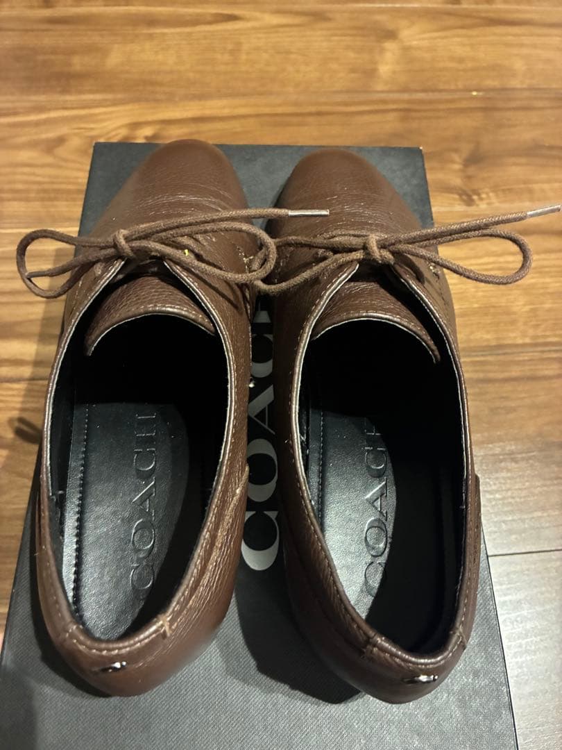 【美品】コーチ シボ革 プレーントゥ グラハムダービーシューズ 26cm 茶