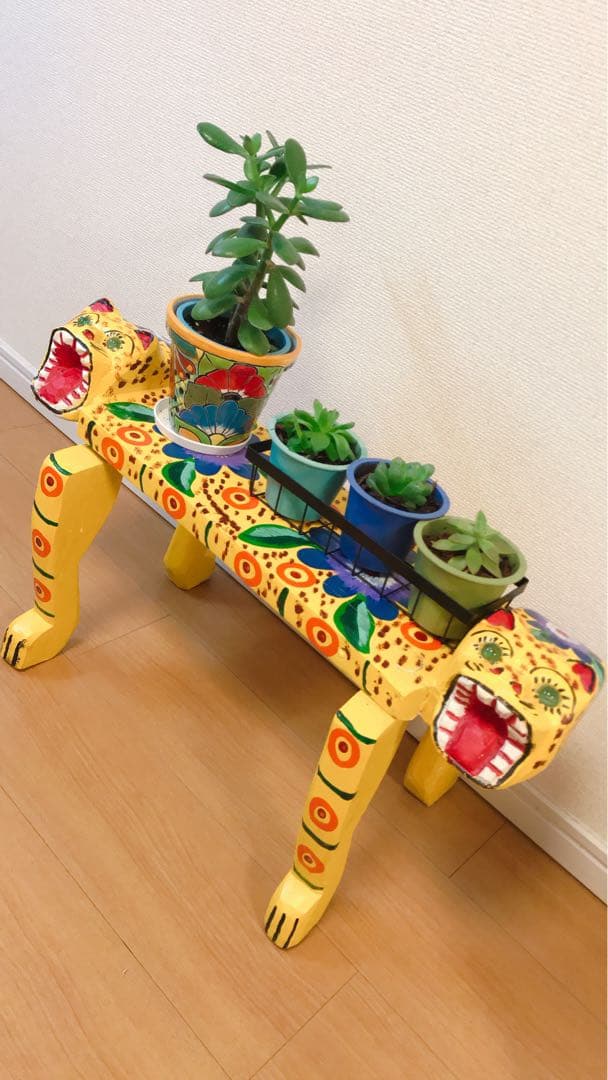 テ*ー様 グアテマラ民芸 手彫り 木製ベンチ 飾り台 アジアン家具