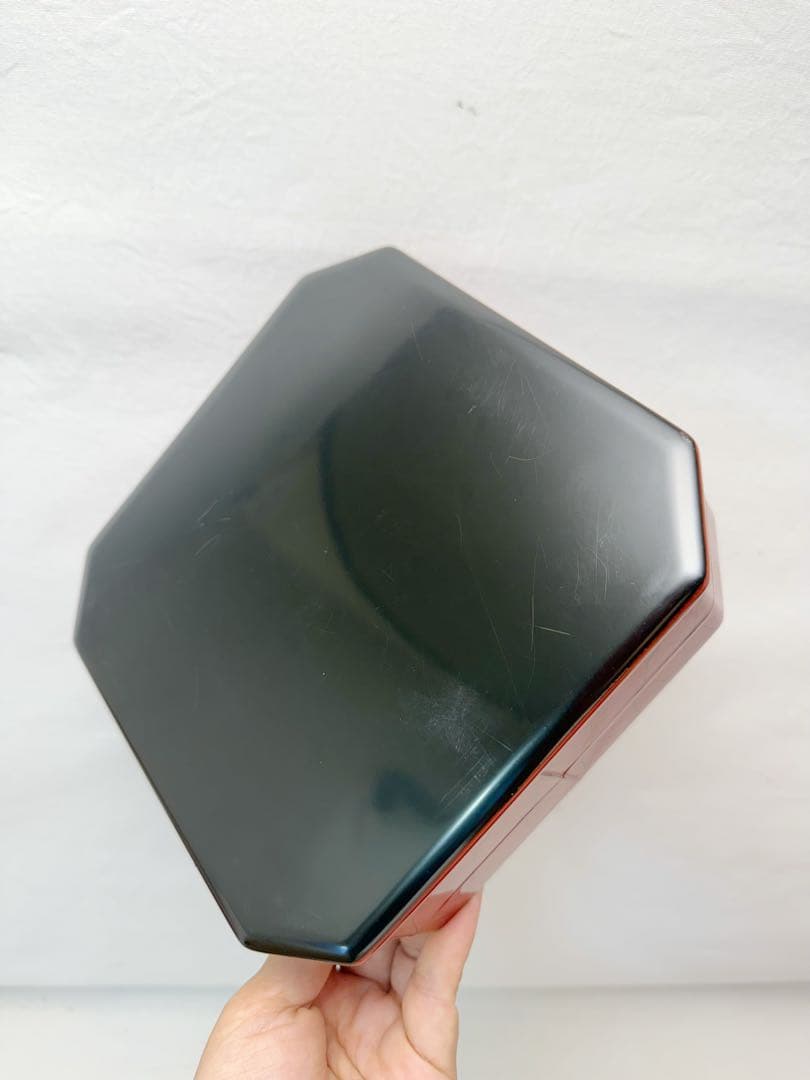 懐石道具 塗師 宗春作 木製 朱塗網目蒔絵 5段縁高重 銘々蓋付き 共箱