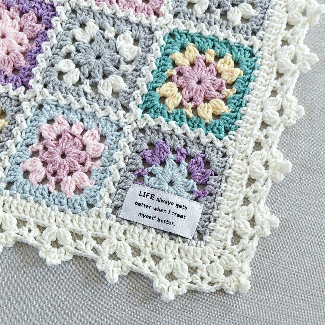 モチーフ編みブランケット ひざ掛け ハンドメイド