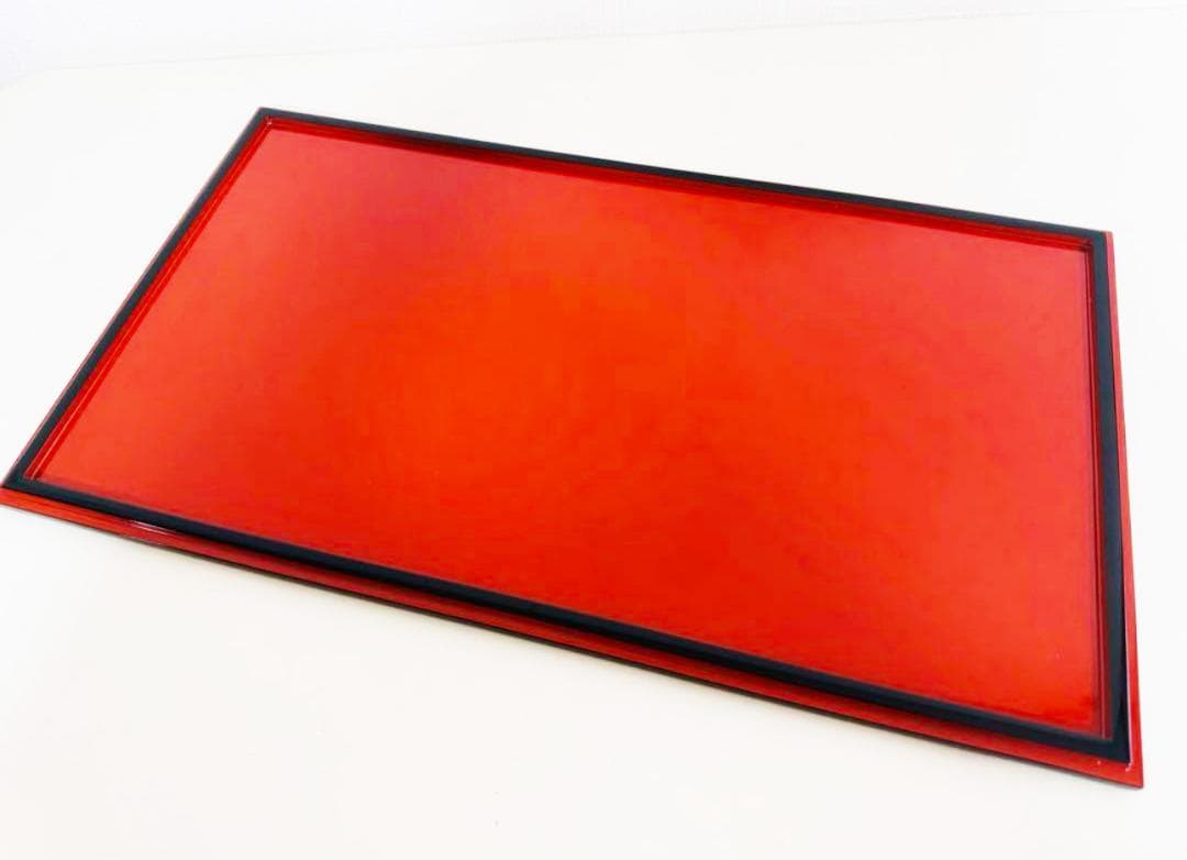 輪島塗最高峰 慶塚 作 天然木 漆塗 朱塗 長手卓上膳 懐石膳 会席膳 3枚