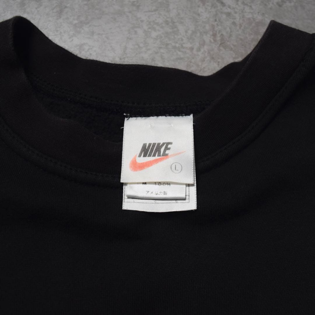 90s USA製 NIKE スウェット フェード 雰囲気◎ 刺繍ロゴ 丸胴 黒