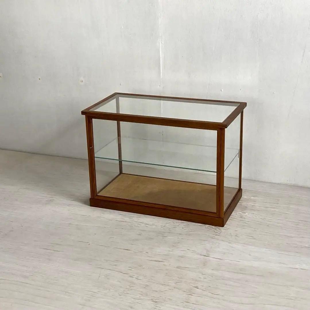 古い木製 ガラスケース 2段 卓上 ショーケース 展示ケース 店舗什器