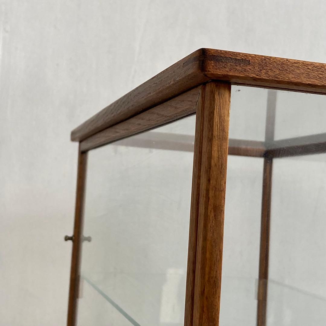 古い木製 ガラスケース 2段 卓上 ショーケース 展示ケース 店舗什器