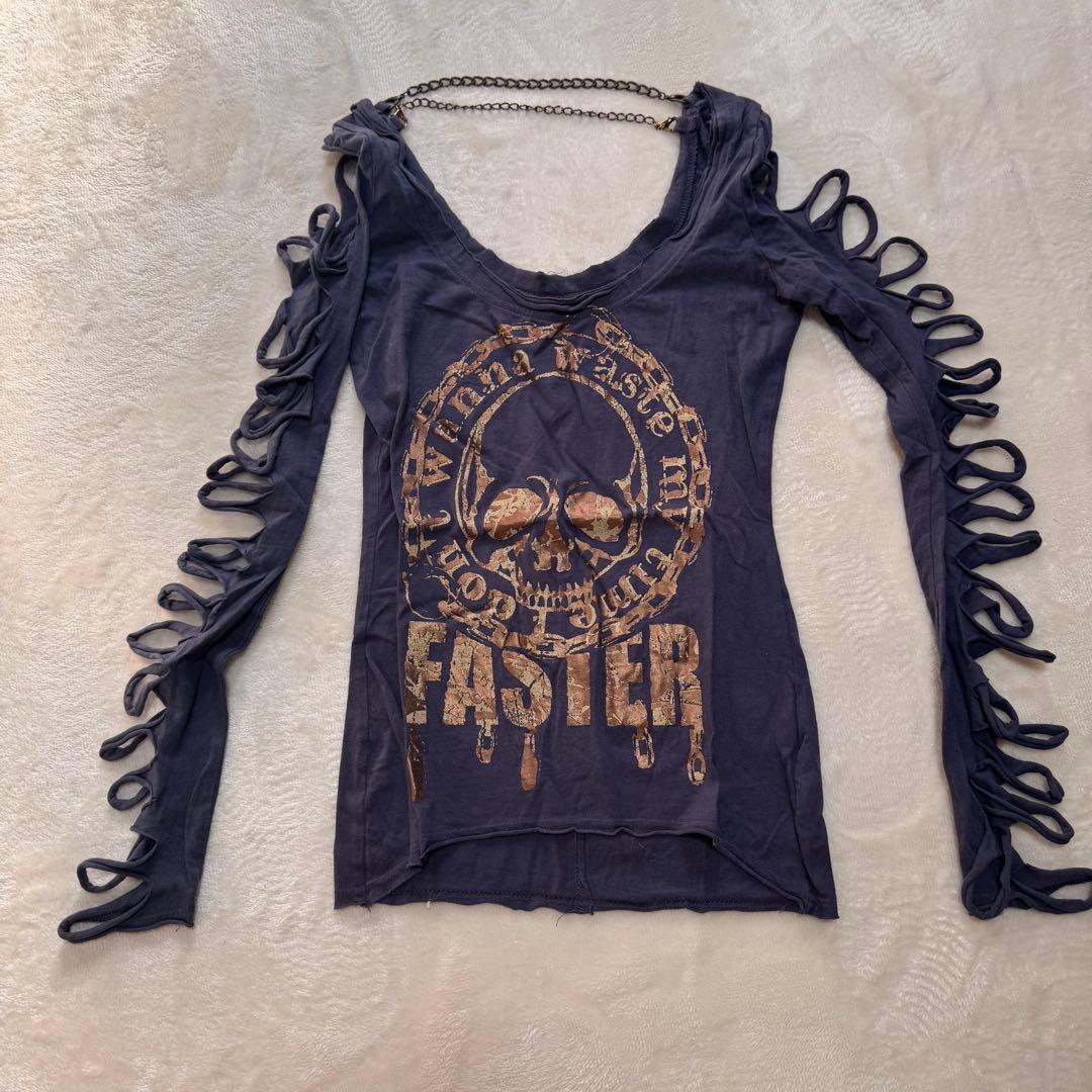 d.i.a. ダークパープル スカルプリント Tシャツ