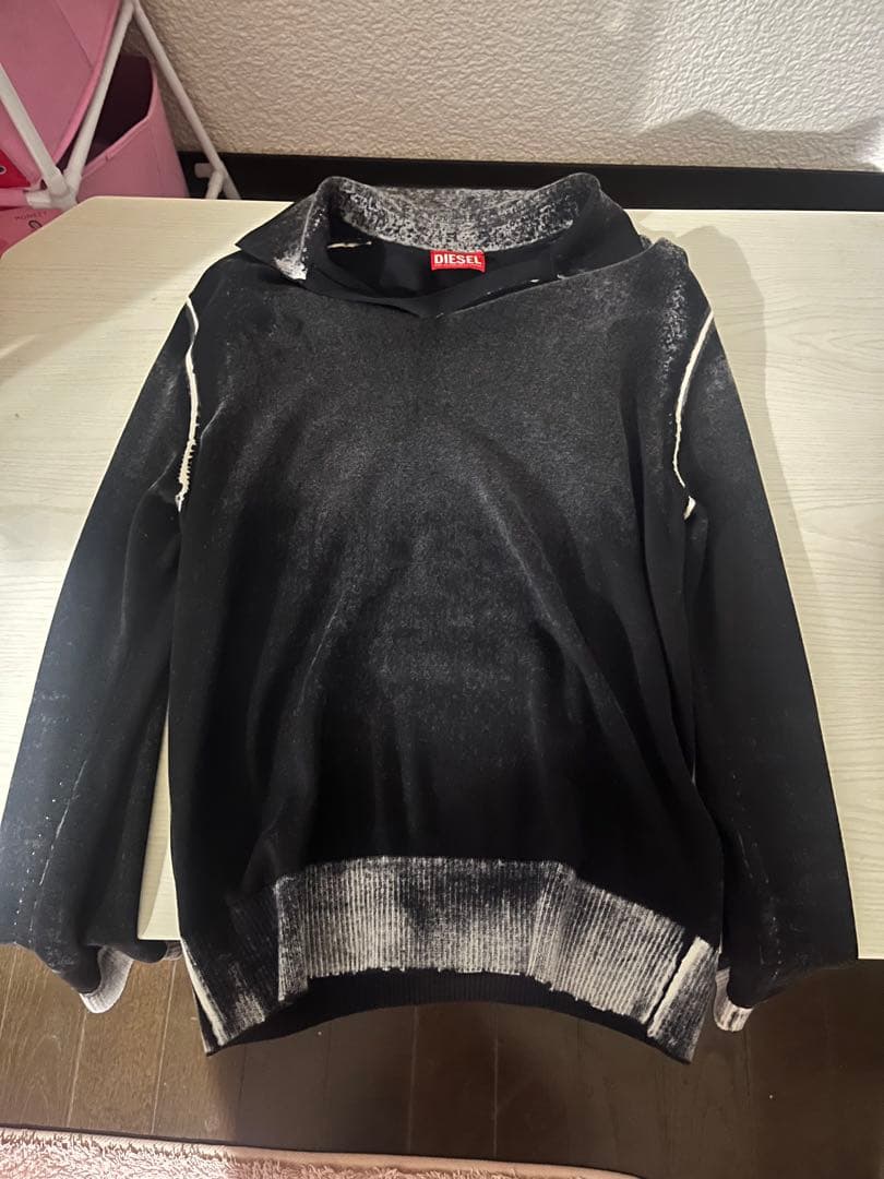 深水光太着用】DIESEL K-Lorenzo ニットポロシャツ ブラック 黒