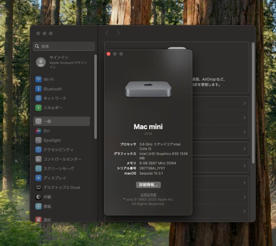 Macデスクトップ Apple Mac Mini 2018 i3/8Gb/ssd250Gb