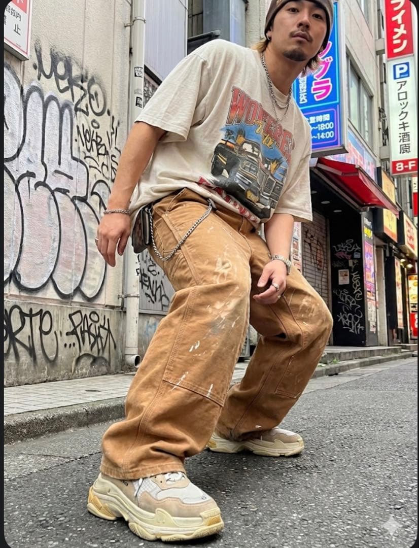 372 Carhartt B01 BRN USA製 ダブルニー ダックパンツ