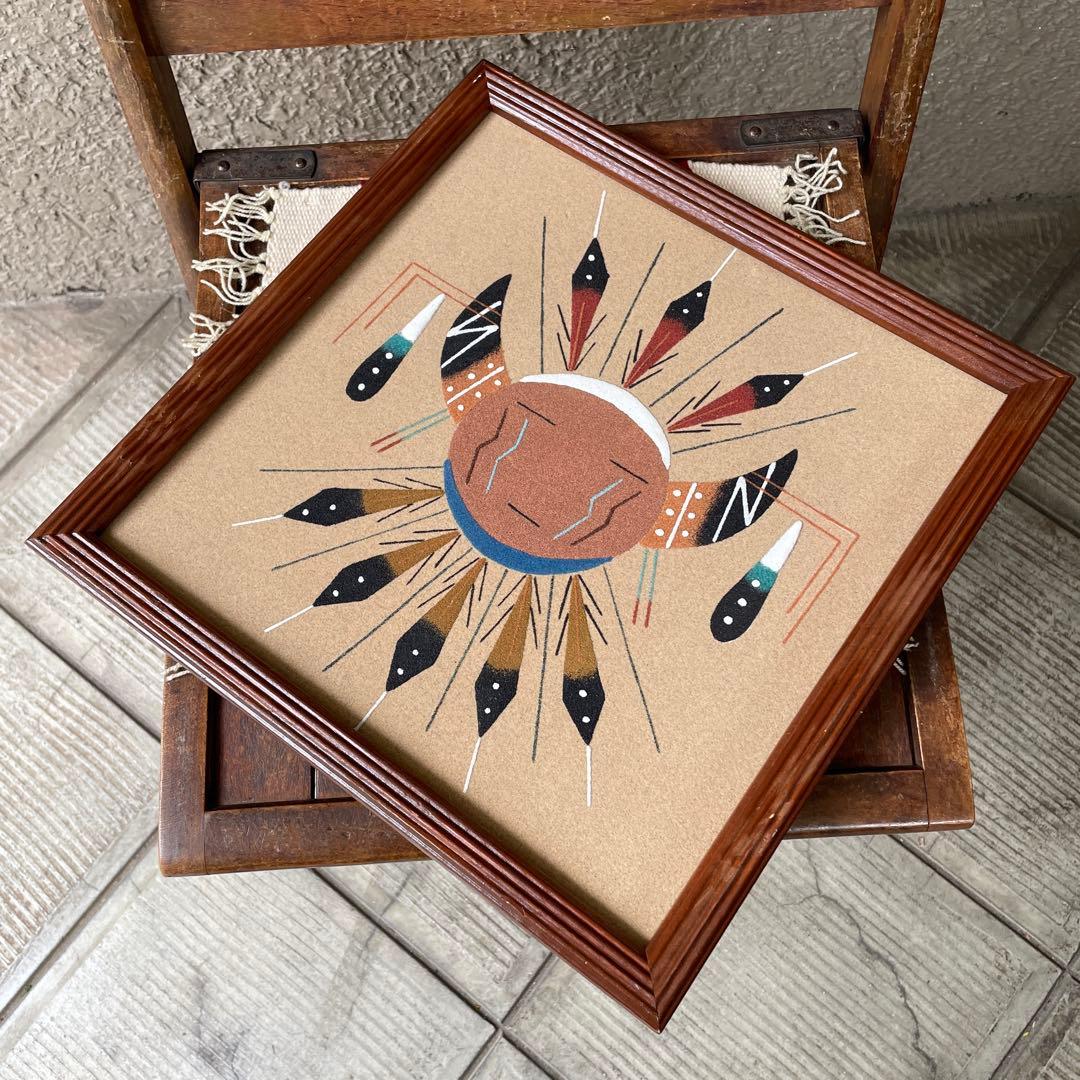 貴重ネイティブアメリカン ナバホ族navajoサンドペイント壁掛けプエブロUSA