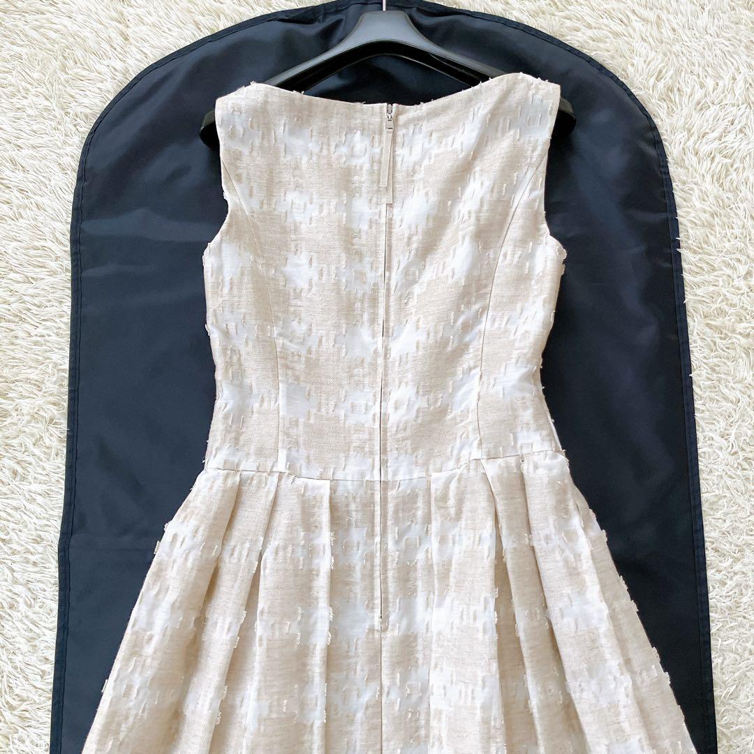 美品✨フォクシー Hydrangea リネン混 ノースリーブ ワンピース 38