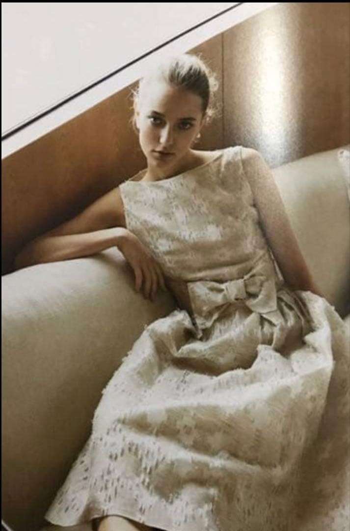 美品✨フォクシー Hydrangea リネン混 ノースリーブ ワンピース 38