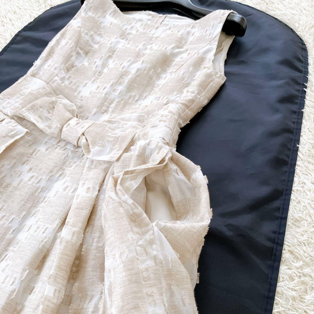 美品✨フォクシー Hydrangea リネン混 ノースリーブ ワンピース 38