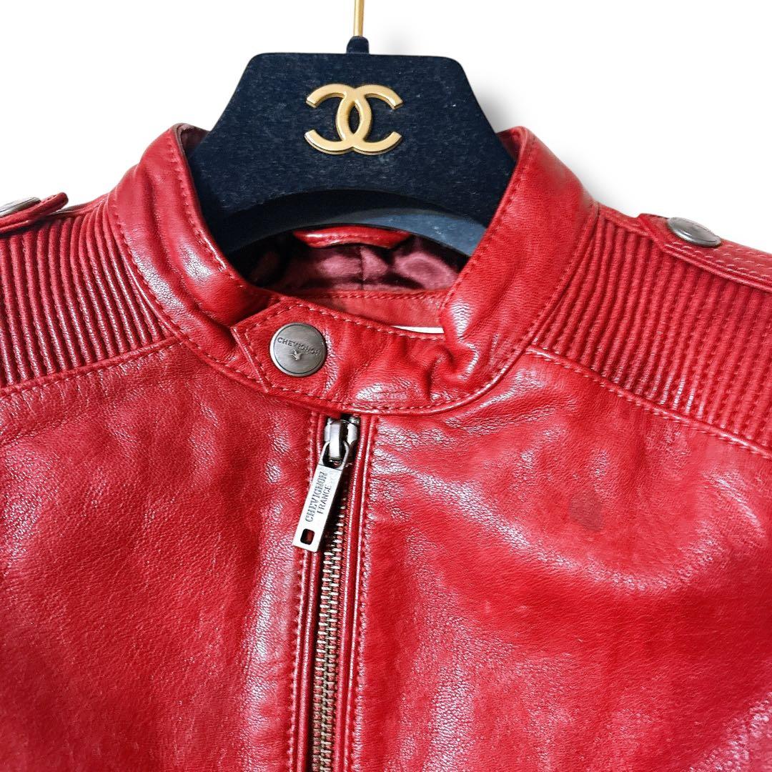 シェビニオン シングルライダース レザージャケット バイク女子 赤