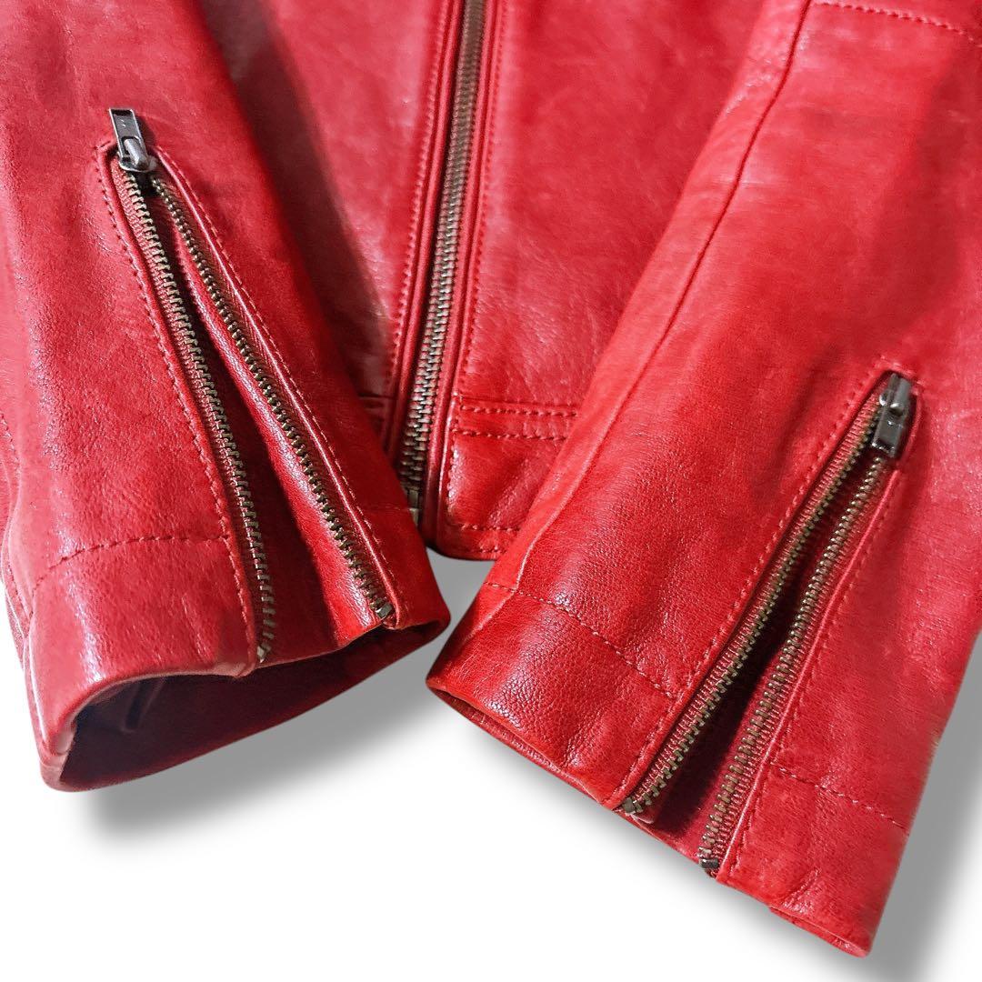 シェビニオン シングルライダース レザージャケット バイク女子 赤