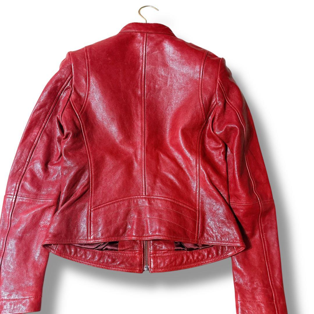 シェビニオン シングルライダース レザージャケット バイク女子 赤