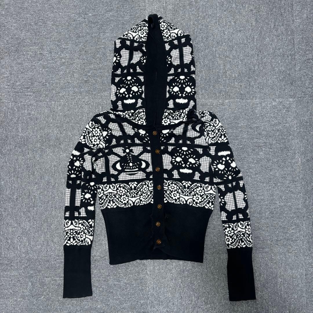 Vivienne westwood 変形カーディガン フード付き ドクロ柄