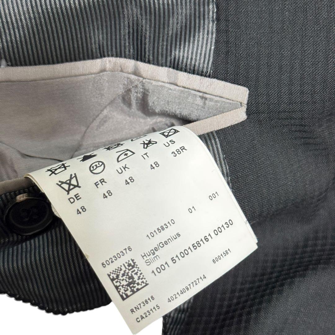 HUGO BOSS スーツ　セットアップ　シャドーチェック　ブラック　48
