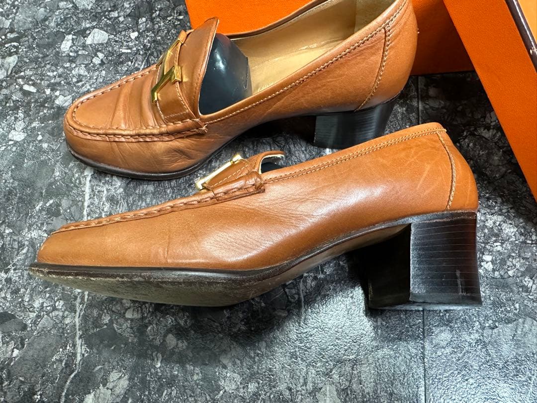 年末セール処分HERMES 37ブラウンレザー ローファー