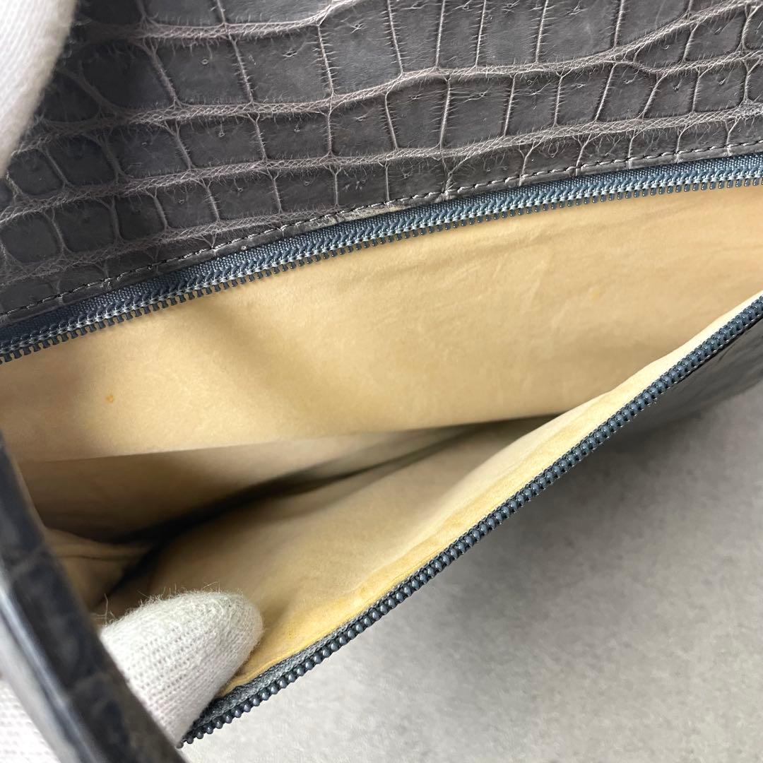 極希少 JRAクロコダイル マット トートバッグ センター取り グレー