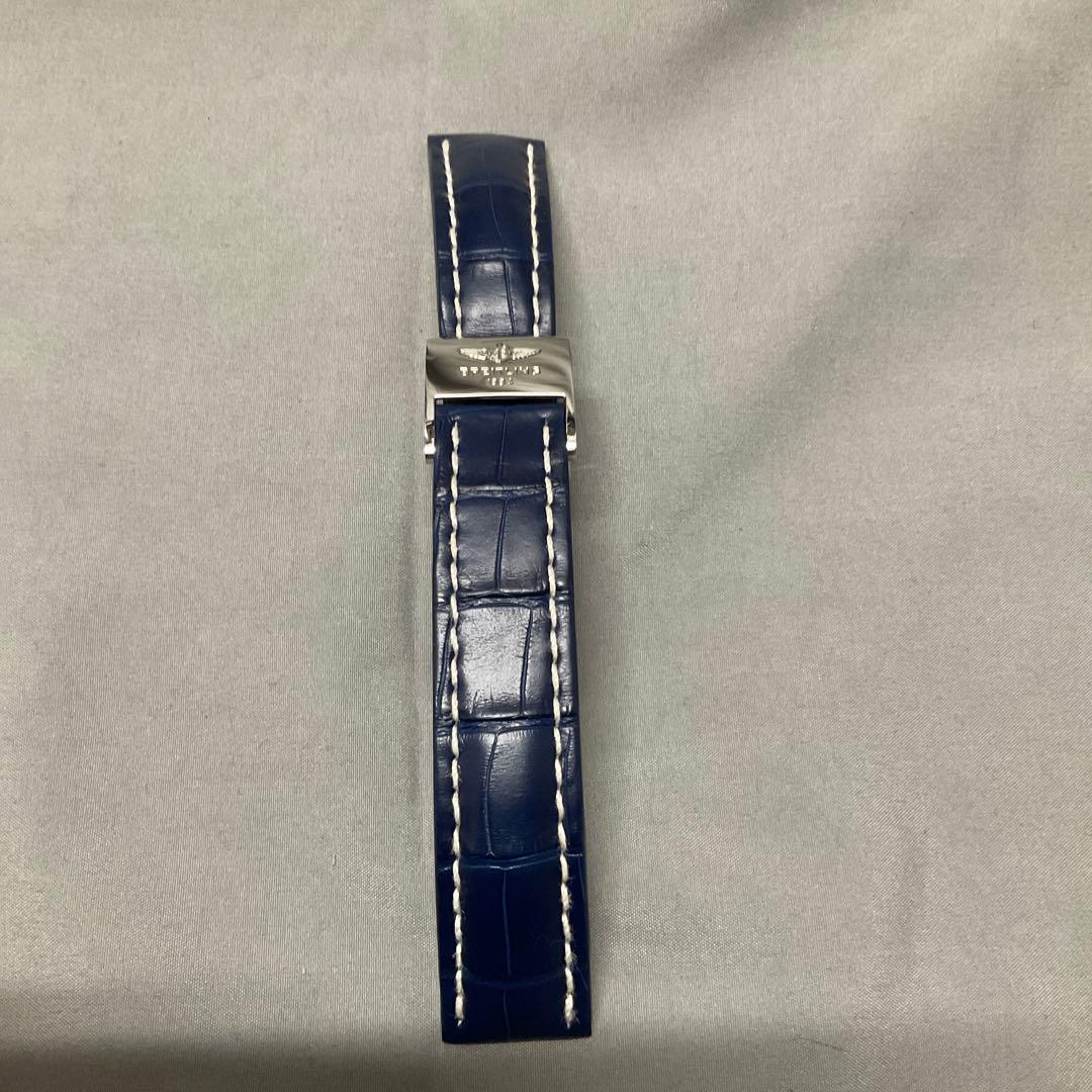9*便様 BREITLING レザーベルト ネイビー 22mm