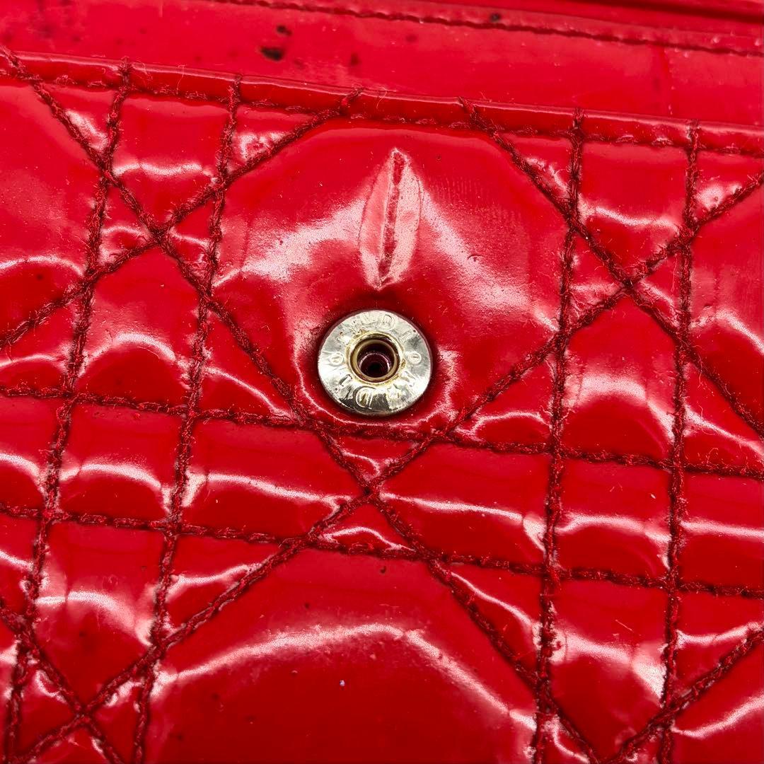 Dior レディディオール チェーンウォレット パテントレザー