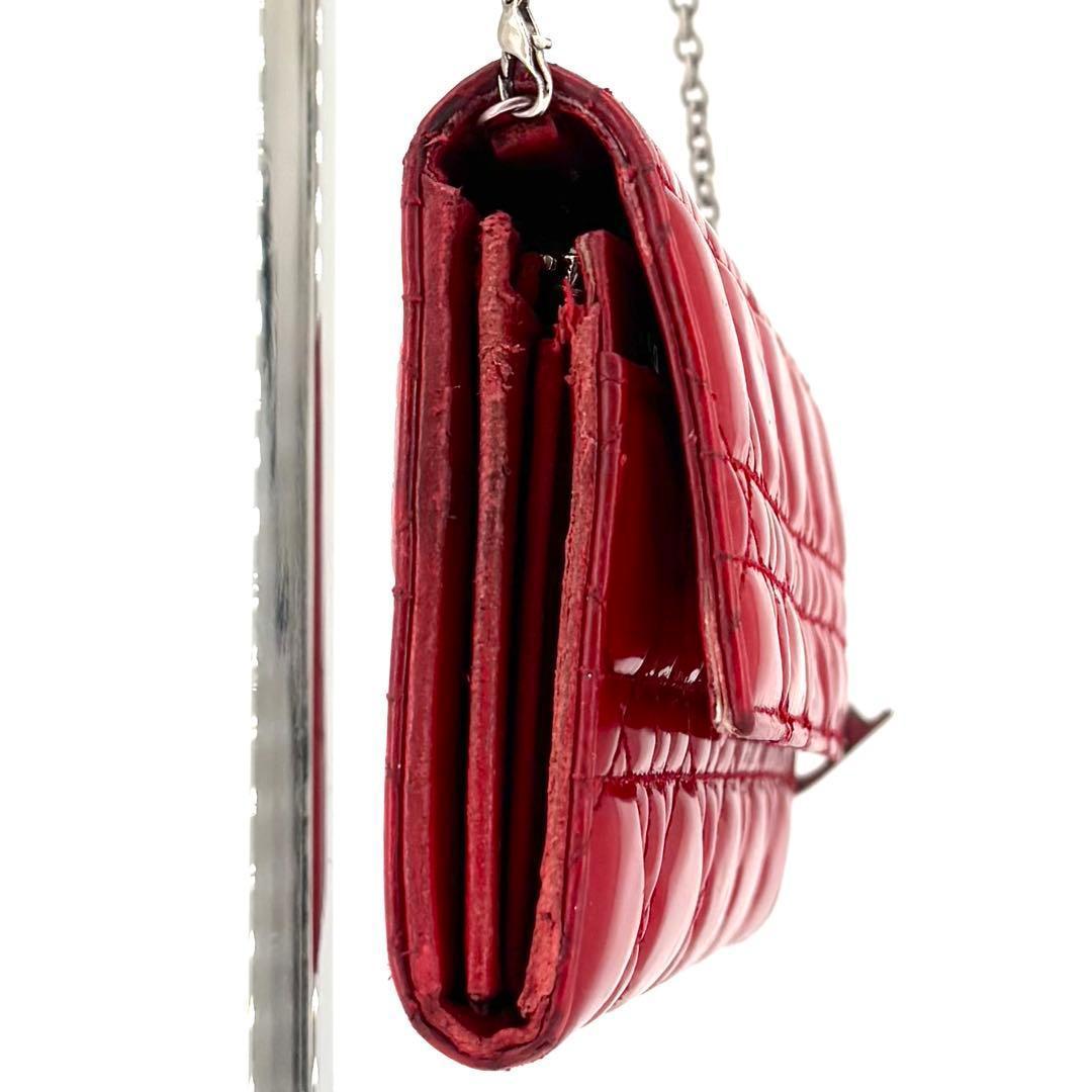 Dior レディディオール チェーンウォレット パテントレザー