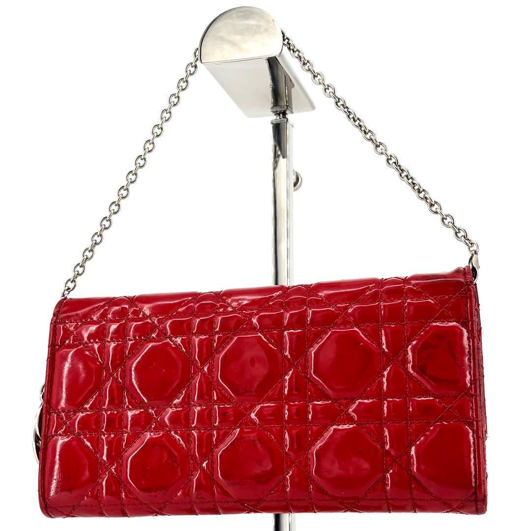 Dior レディディオール チェーンウォレット パテントレザー