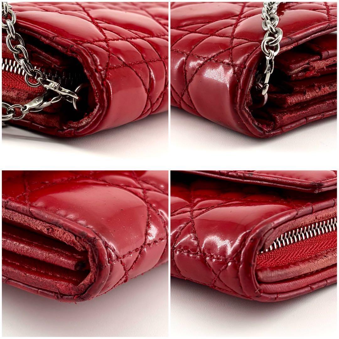 Dior レディディオール チェーンウォレット パテントレザー